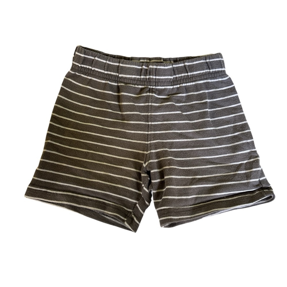 Carter's Gray and White Striped Shorts With Elastic Waistband Size 24m